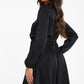 Black Satin Diamante Shirt Mini Dress — 10