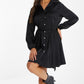 Black Satin Diamante Shirt Mini Dress — 10