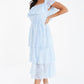 Light Blue Floral Jacquard Tiered Midi Dress â€” 8