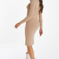 Stone Knit Gold Button PKT Detail LSL Dress