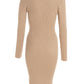 Stone Knit Gold Button PKT Detail LSL Dress