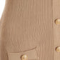Stone Knit Gold Button PKT Detail LSL Dress