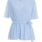 Blue Dobby Print Wrap Peplum Top