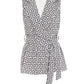 White Geometric Sleeveless Blazer