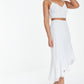 Cream Chiffon Dobby Tie Back Crop Top