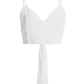 Cream Chiffon Dobby Tie Back Crop Top