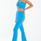 Blue Textured High Waisted Trousers â€” 8