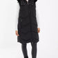 Black Padded Hooded Long Gilet