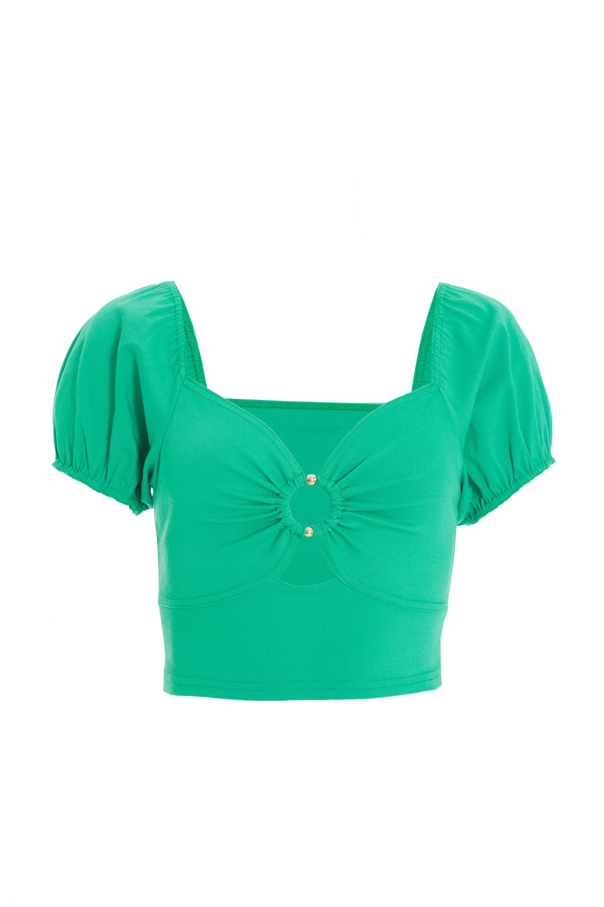 Jade Green Cut Out Crop Top â€” 8