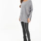 Light Grey Knit Diamanté Hearts Oversized Jumper