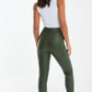 Khaki Seam Detail Zip Side Legging