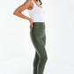 Khaki Seam Detail Zip Side Legging