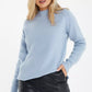 Blue Knitted High Neck Jumper