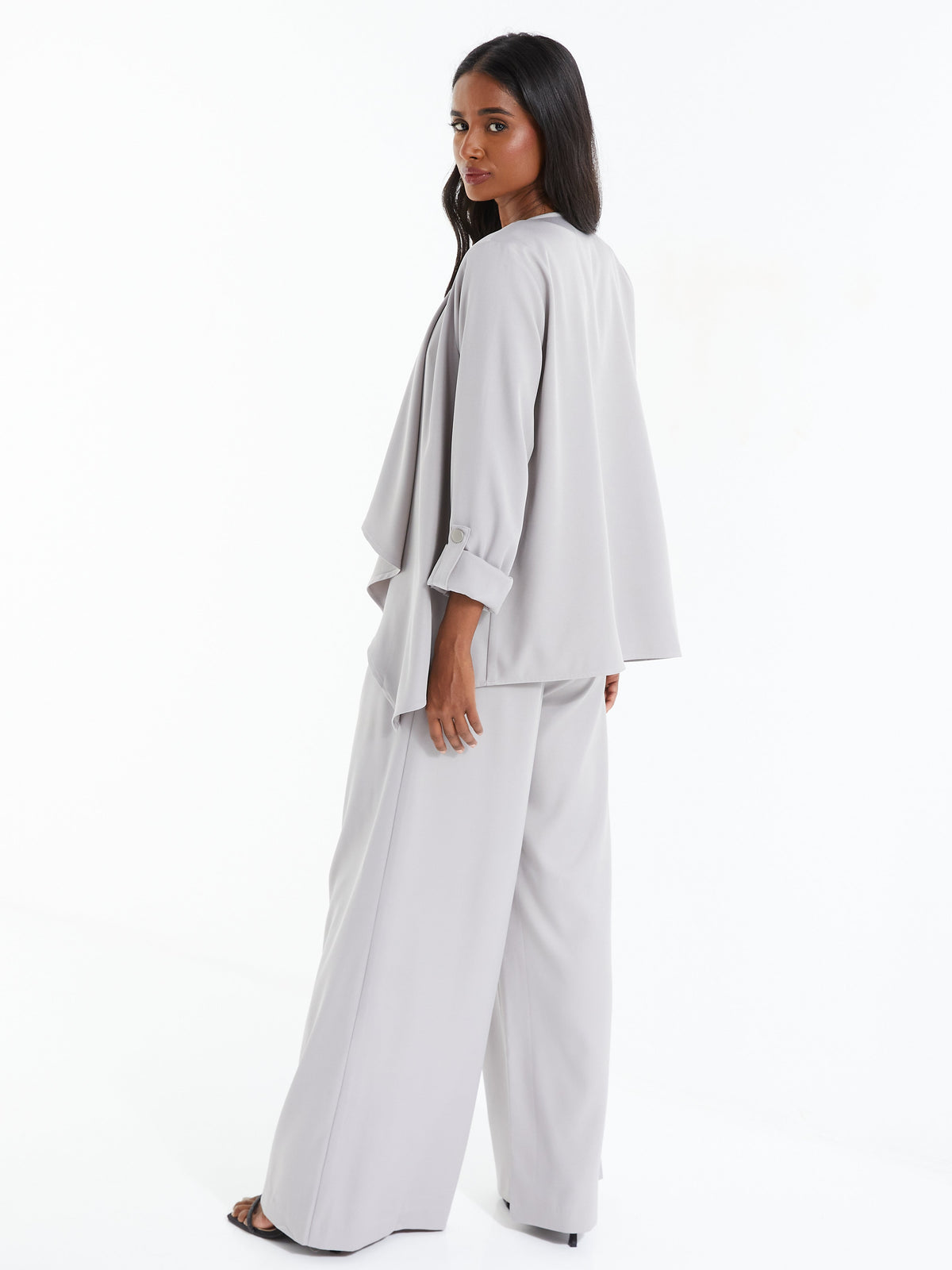 Grey Waven Waterfall Blazer — 12