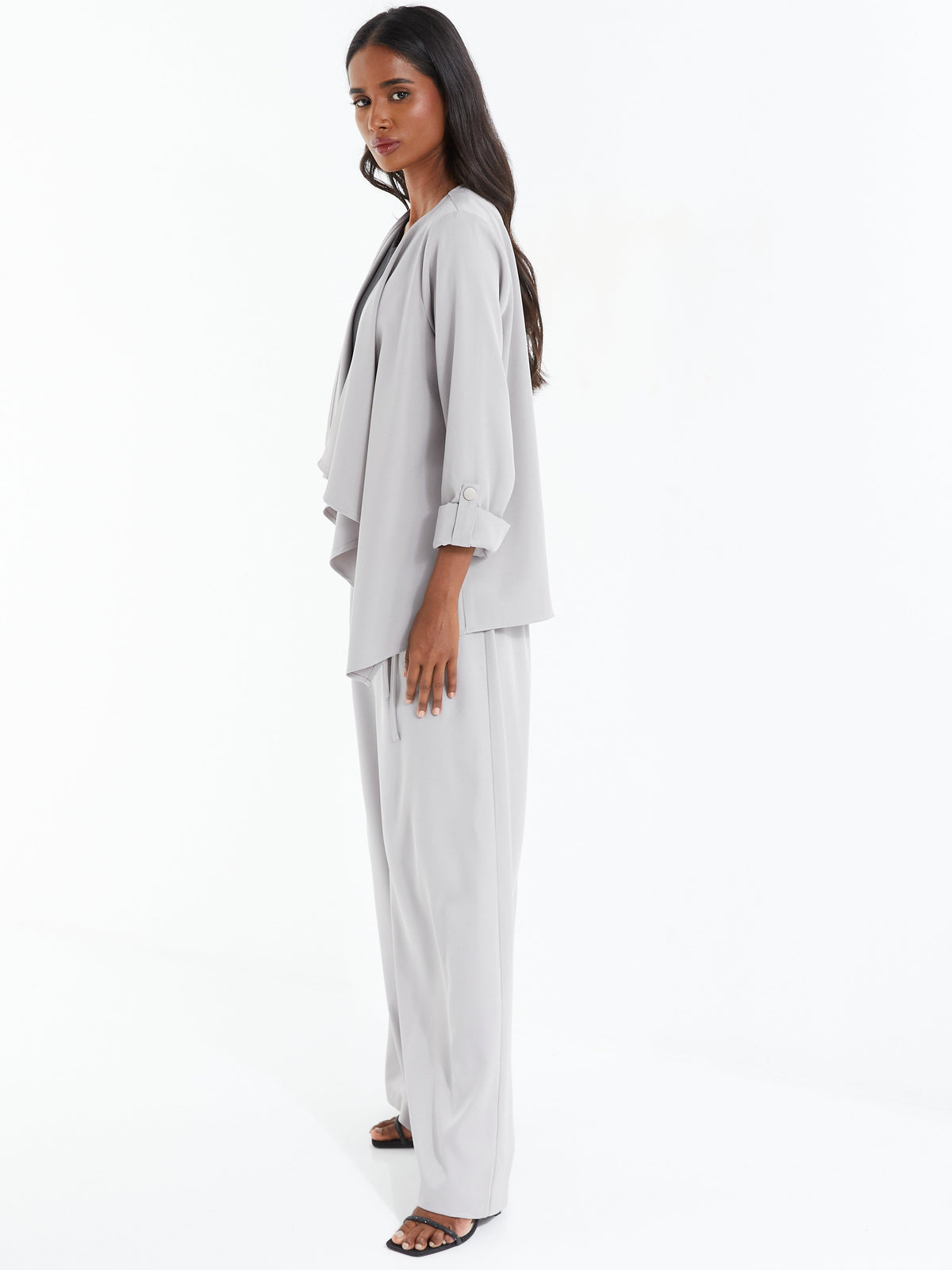 Grey Waven Waterfall Blazer — 12