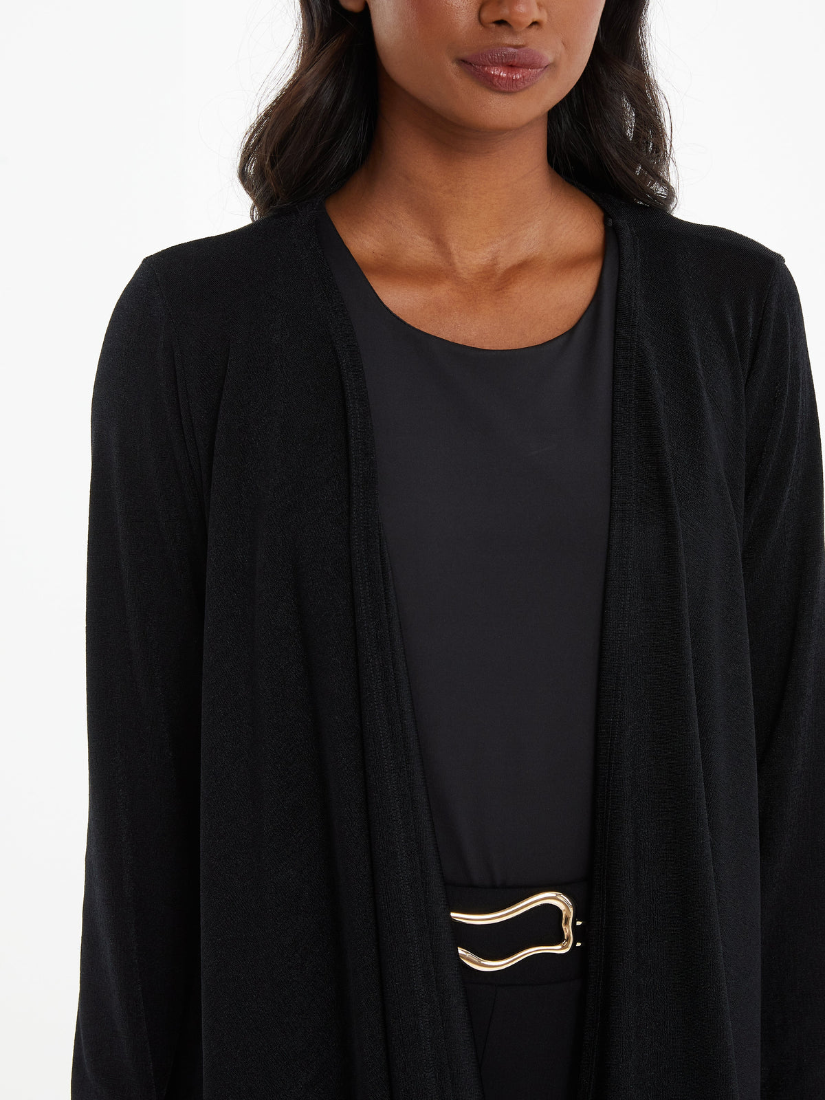 Black Light Knit Waterfall Carrdigan — M / Black