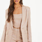 Champagne Glitter Woven Tailored Blazer