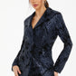 Navy Sequin Flocked Tailored Blazer