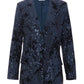 Navy Sequin Flocked Tailored Blazer