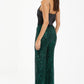 Bottle Green Sequin High Waist Trouser