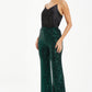 Bottle Green Sequin High Waist Trouser