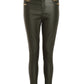Khaki High Waist Detail Trousers