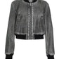 Grey Faux Leather Bomber Jacket