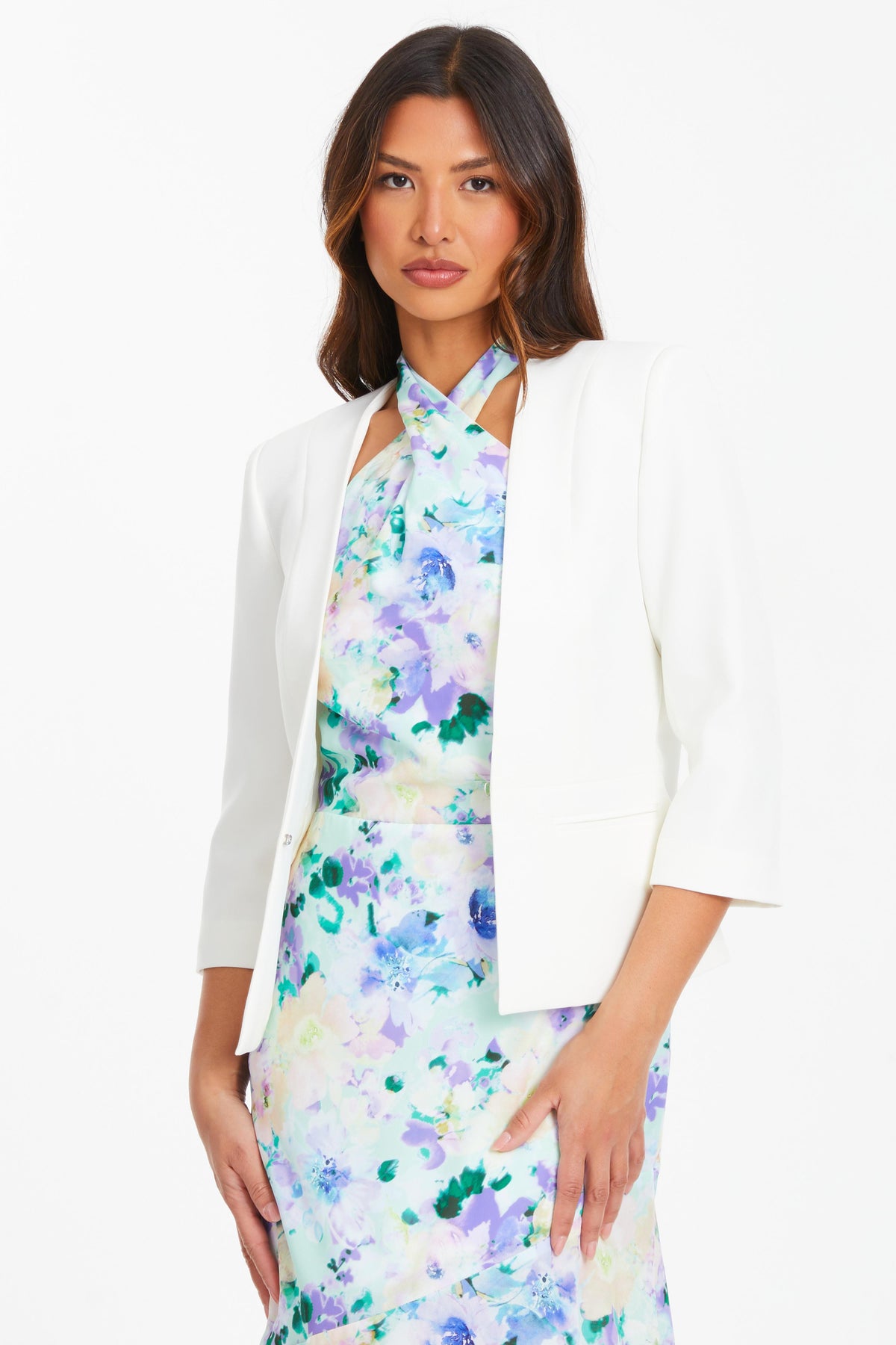 Cream Tailored Cropped Blazer — 12