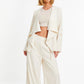 Cream Woven Waterfall Blazer — 8