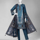 Blue Printed Cambric Unstitched 3Pc