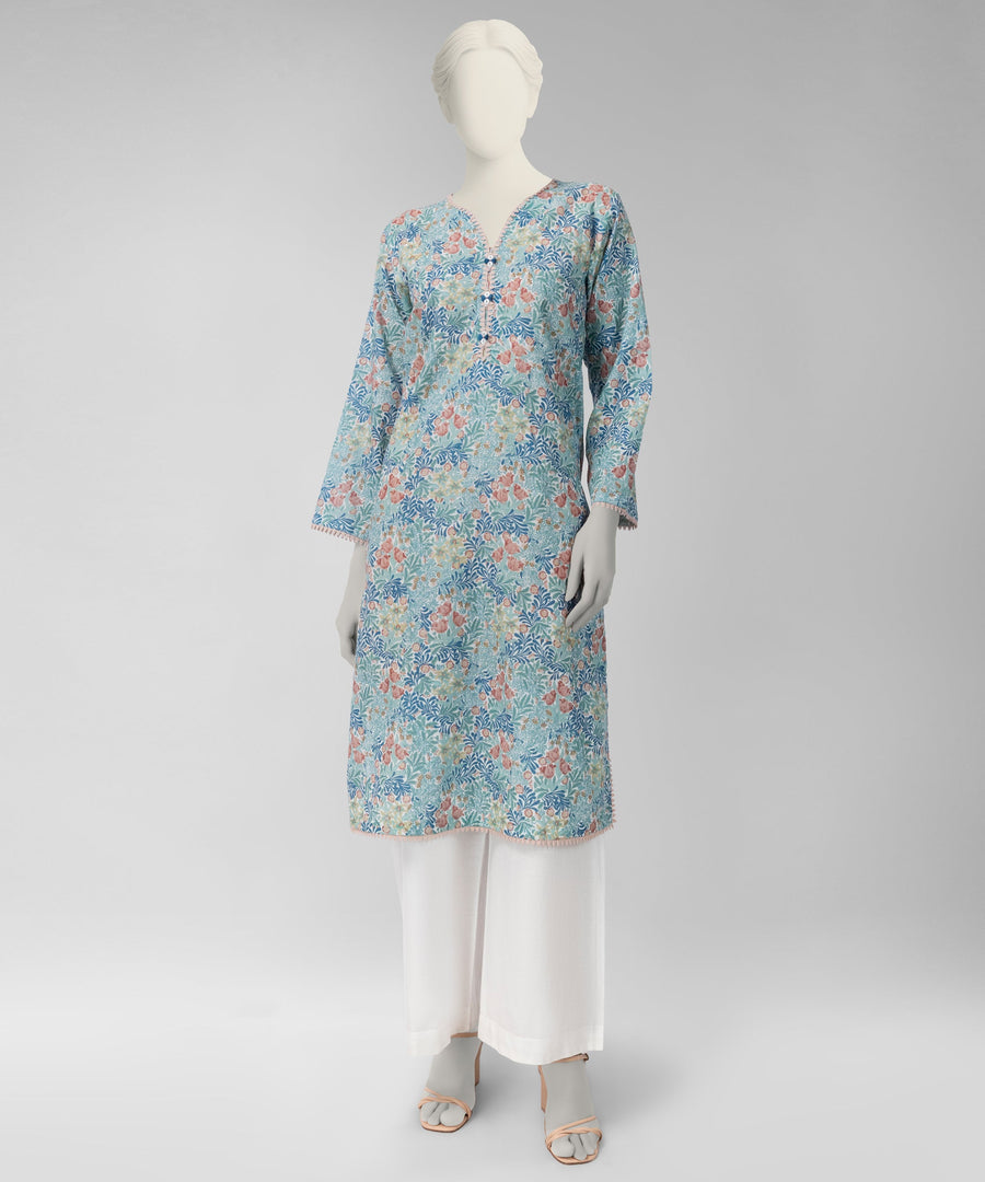 Green Printed Light Khaddar Slub Unstitched 1Pc