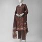 Brown Printed Dobby Unstitched 2Pc