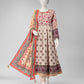 Dark Beige Embroidered Cambric Unstitched 3Pc