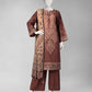 Brown Printed Cambric Unstitched 3Pc