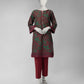 Maroon Printed Khaddar Slub Unstitched 2Pc