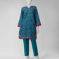 Turquoise Printed Khaddar Slub Unstitched 2Pc