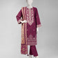 Purple Printed Cambric Unstitched 3Pc