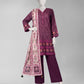 Purple Printed Cambric Unstitched 3Pc