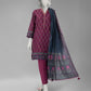 Purple Printed Khaddar Slub Unstitched 3Pc