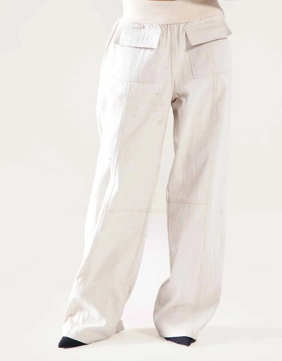 CANVAS PATCH POCKET WIDE LEG TROUSERS