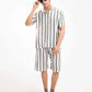 TEXTURED STRIPED CAMP COLLAR SHIRT