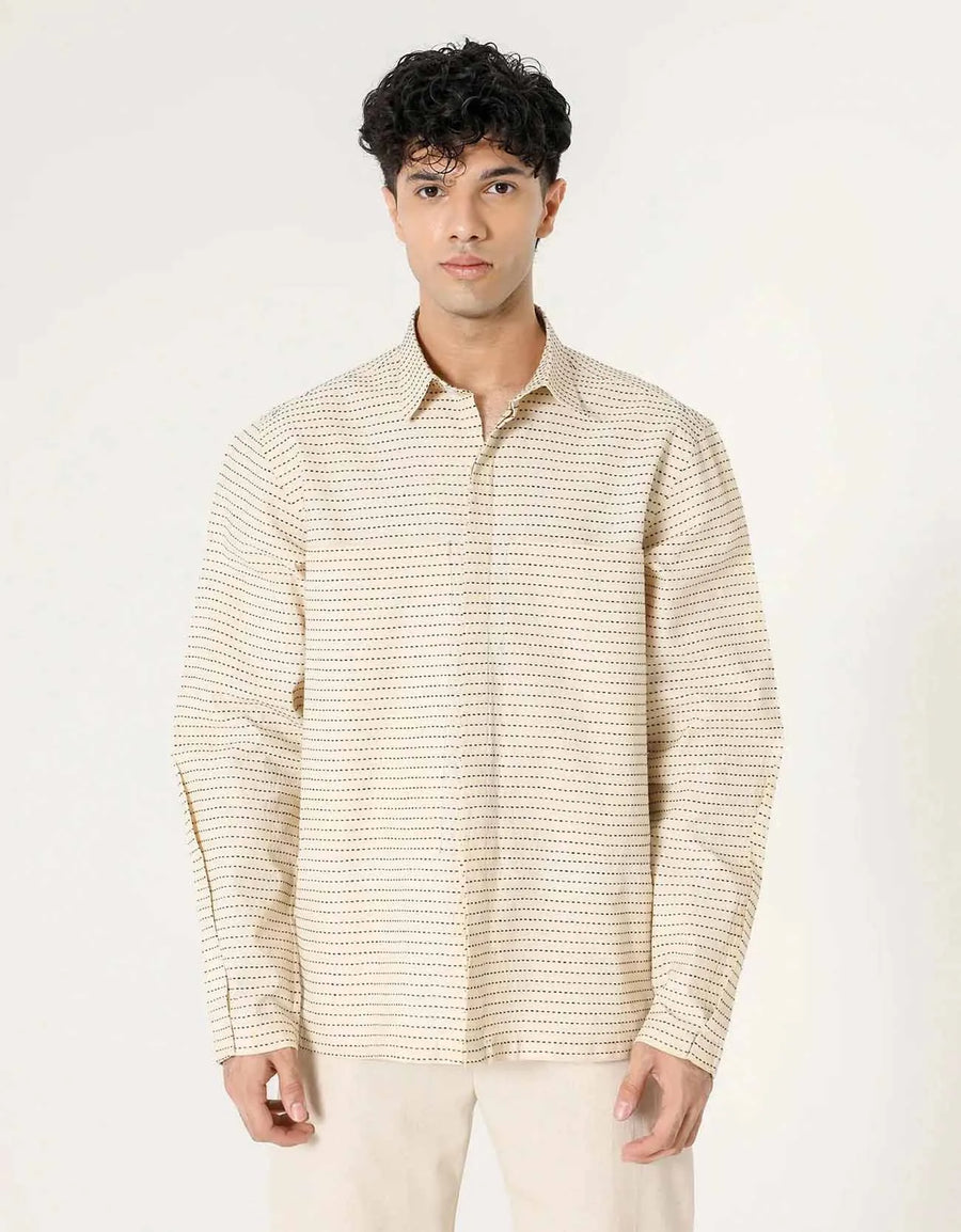 STRIPED PATCH POCKET SHIRT