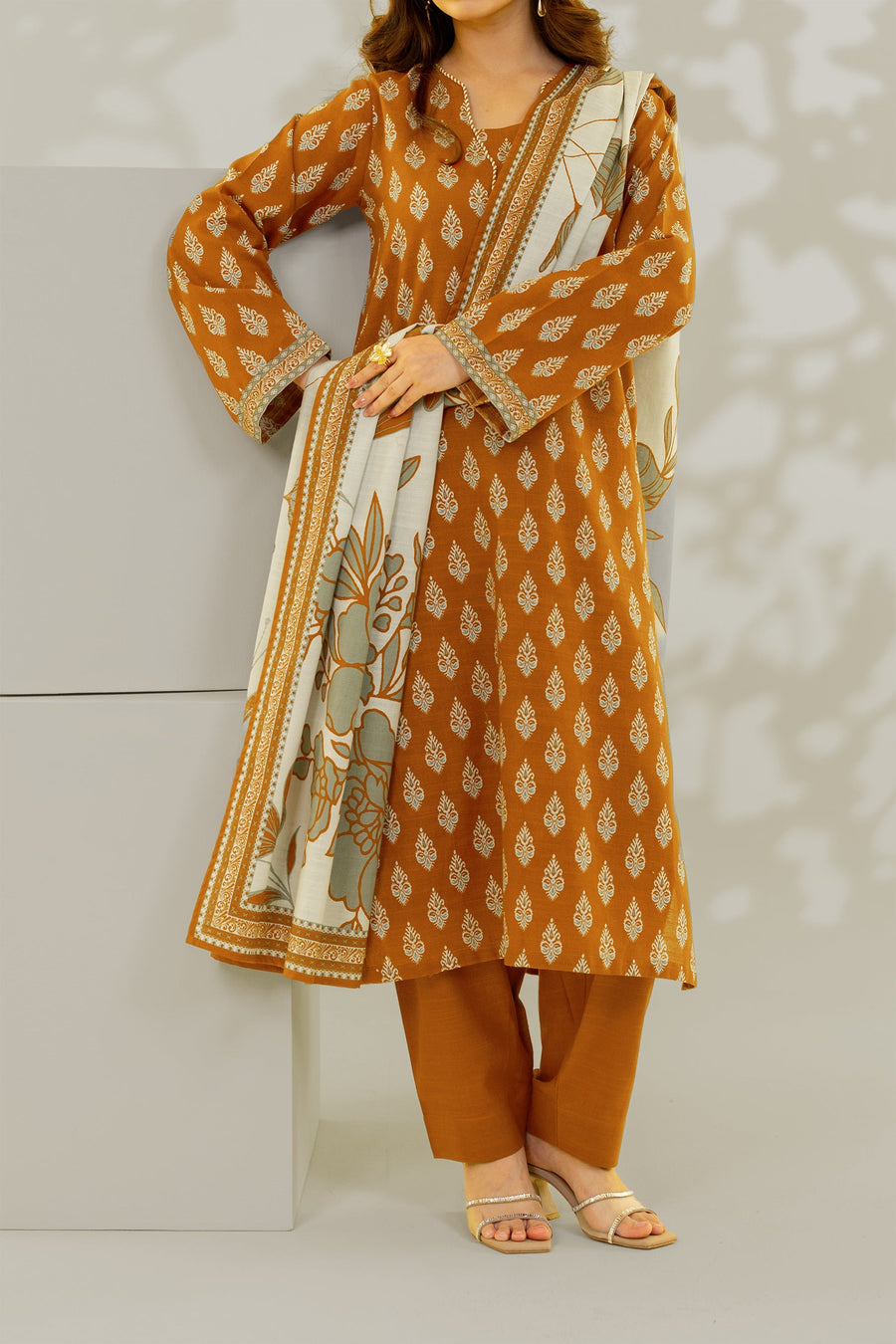 Stitched 3Pc - Printed Khaddar - NPWKDP3012