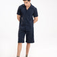 TEXTURED STRIPED-COTTON SHORTS