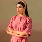 Pink Crepe Button Down Dress