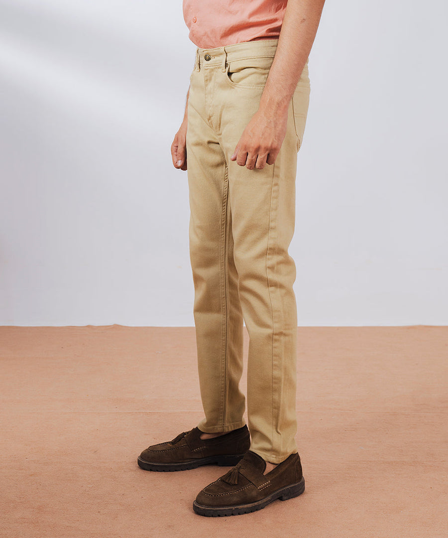 Beige Straight Fit Chinos