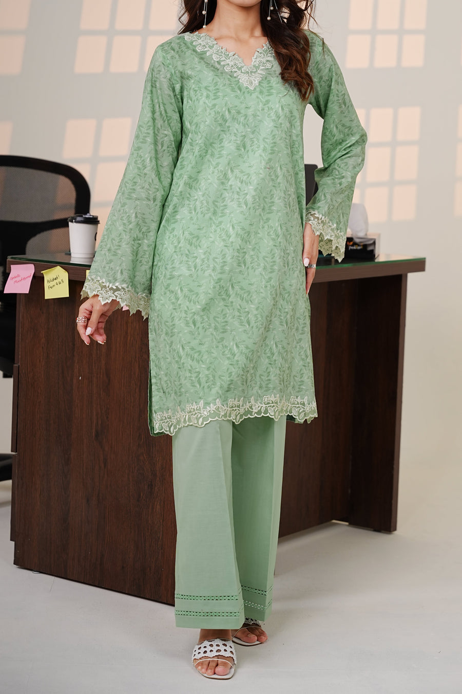 Stitched 2Pc - Embroidered Lawn - Sage Shift