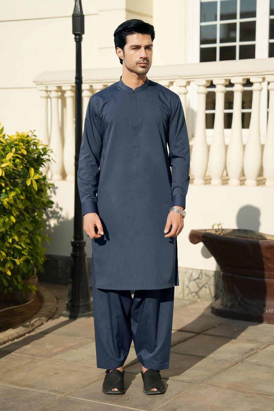 Stitched Shalwar Kameez (SPSB02) Greyish Blue