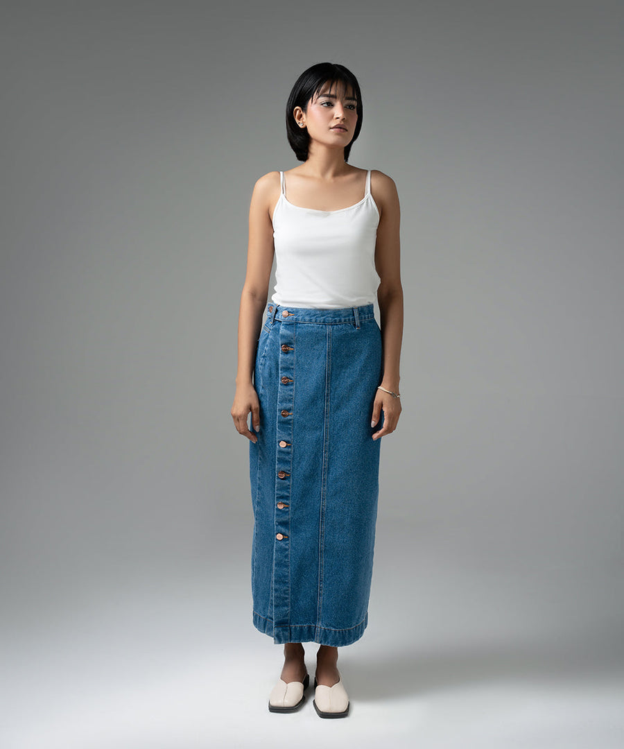 Downtown Button Skirt