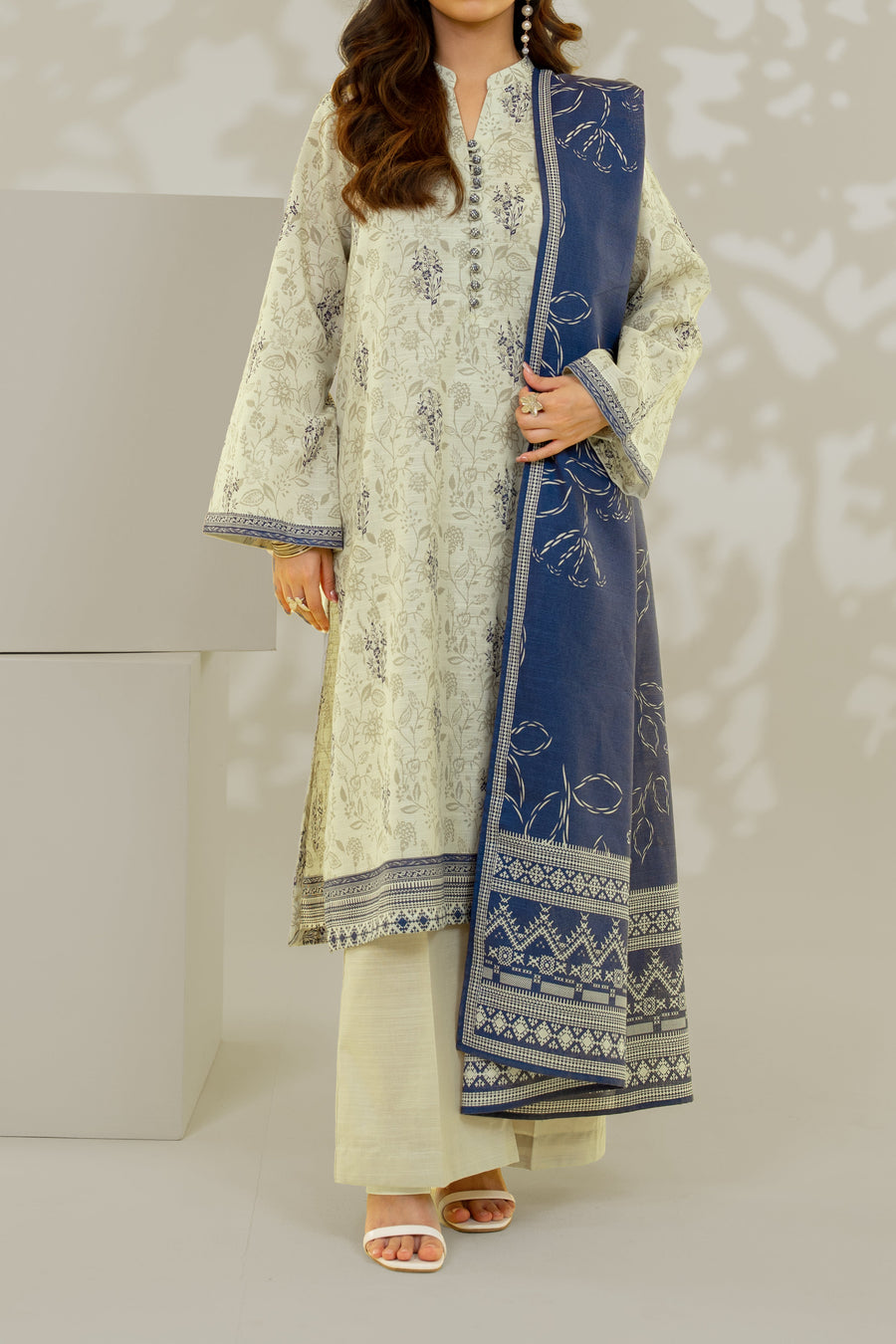 Stitched 3Pc - Printed Khaddar - NPWKDP3013